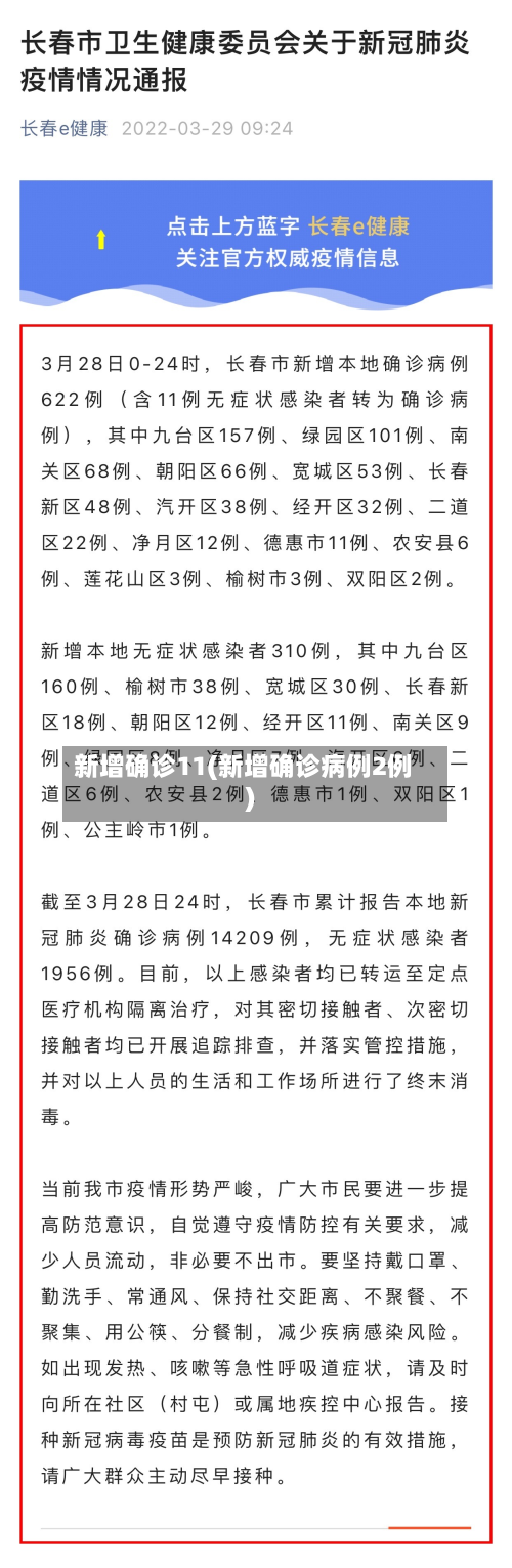 新增确诊11(新增确诊病例2例)